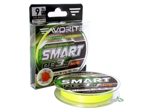 Шнур Favorite Smart PE 3x 150м (fl.yellow) #0.4/0,104мм 7,5lb/3,5кг