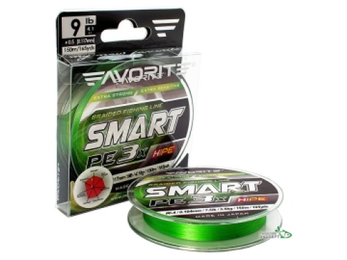 Шнур Favorite Smart PE 3x 150м (l.green) #0.4/0,104мм 7,5lb/3,5кг