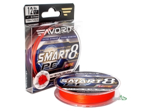 Шнур Favorite Smart PE 8x 150м (red orange) #0,6/0,132мм 5,4кг