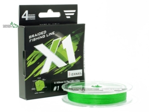 Шнур Favorite X1 PE 4x 150м (l.green) #0,6/0,128мм 12lbs/5,4кг