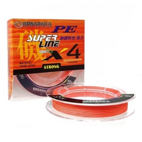 Шнур Kosadaka PE Super Line X4 150м 0,14мм Orange 6,80кг