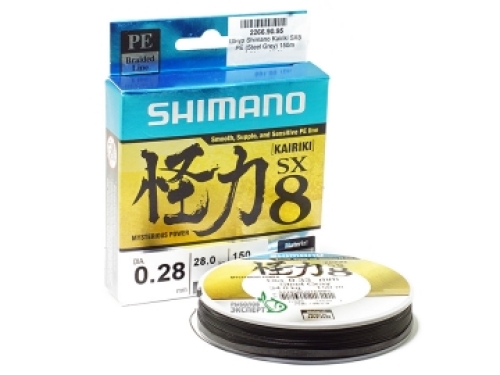 Шнур Shimano Kairiki SX8 PE Steel Grey 150м 0,18мм 14,0кг