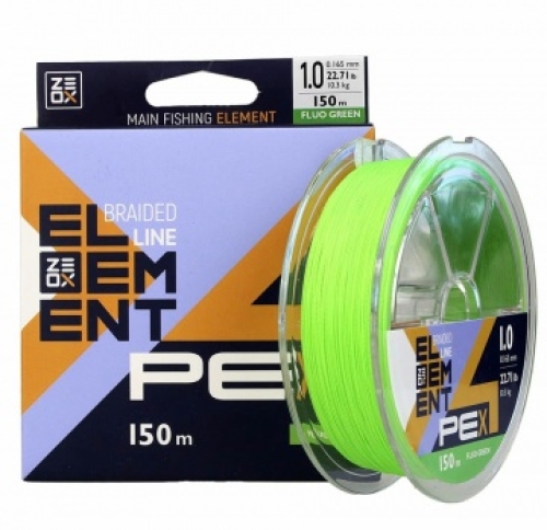 Шнур ZEOX Element PE X4 Fluo Green 150м #1.0/0,165мм