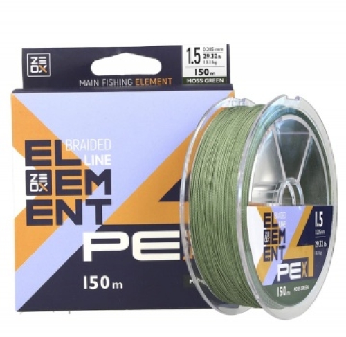Шнур ZEOX Element PE X4 Moss Green 150м #0.6/0,128мм