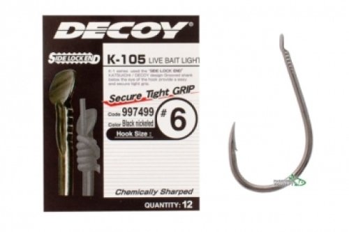 Крючки Decoy K-105 Live bait light size 7