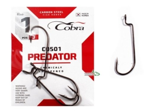 Крючки офсетные Cobra Predator CO501 NSB №2/0