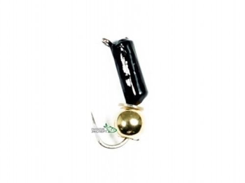 Мормишка True Weight Гвоздешарик 2,0мм чорна/кулька золото, паєтка 0,56г
