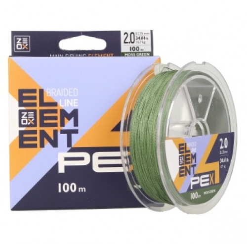 Шнур ZEOX Element PE X4 Moss Green 100м #1.0/0,165мм