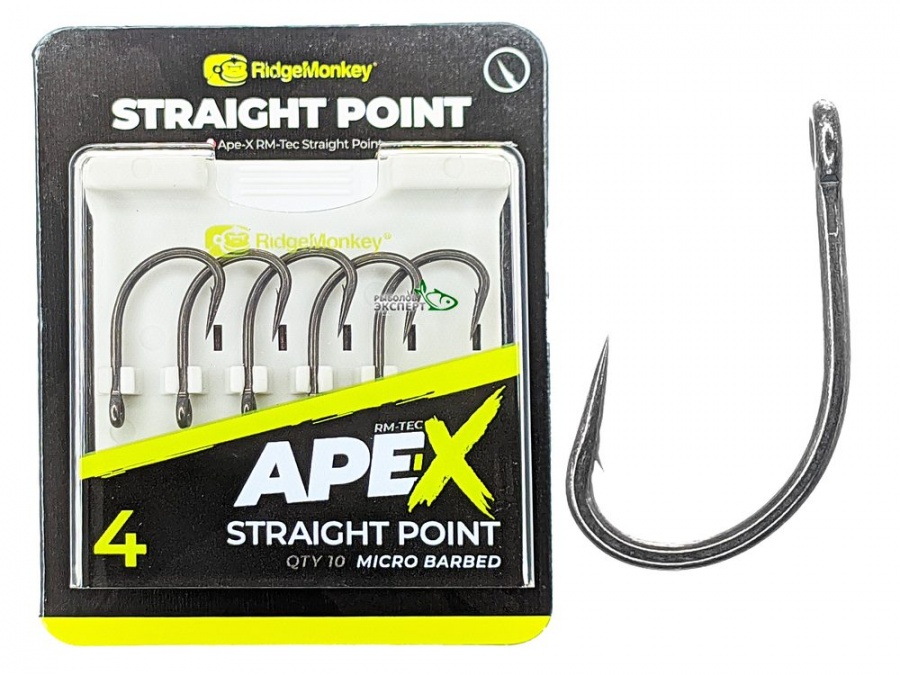 Крючки Ridge Monkey Ape-X Straight Point Barbed №08: купить