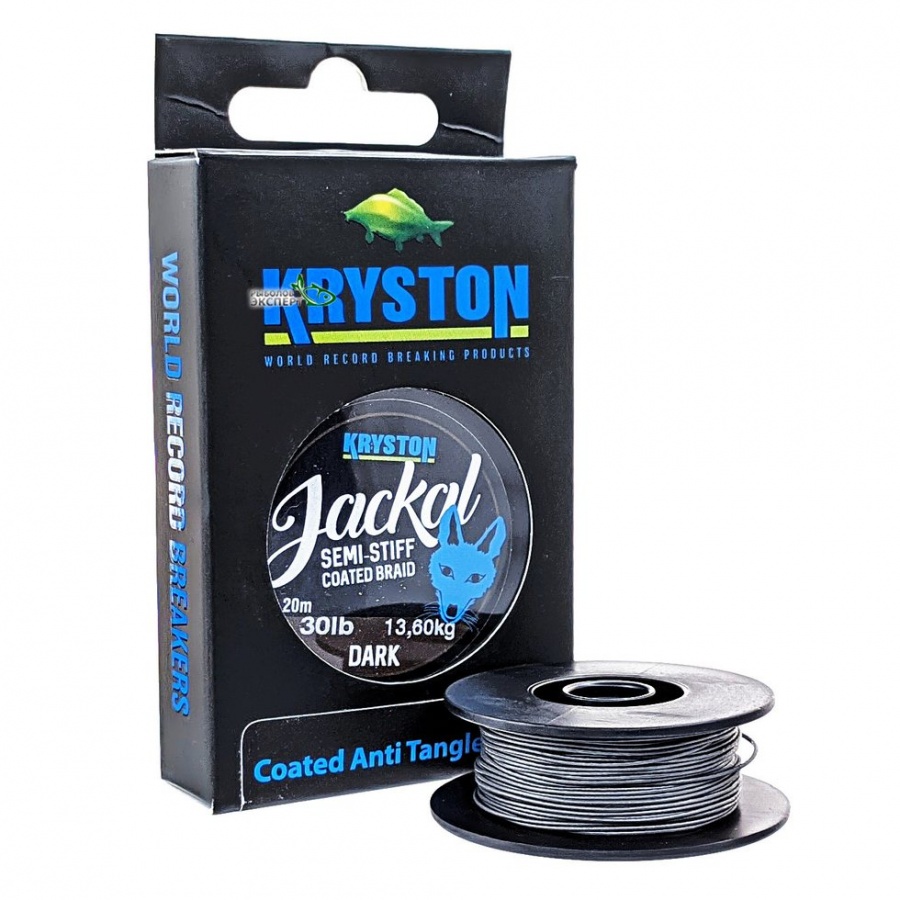 Поводковий матеріал Kryston Jackal Semi-Stiff Coated Braid Dark Silt 20м 20lb