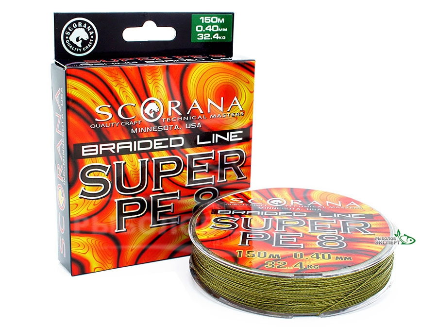 Шнур Scorana Super PE 8 150м green