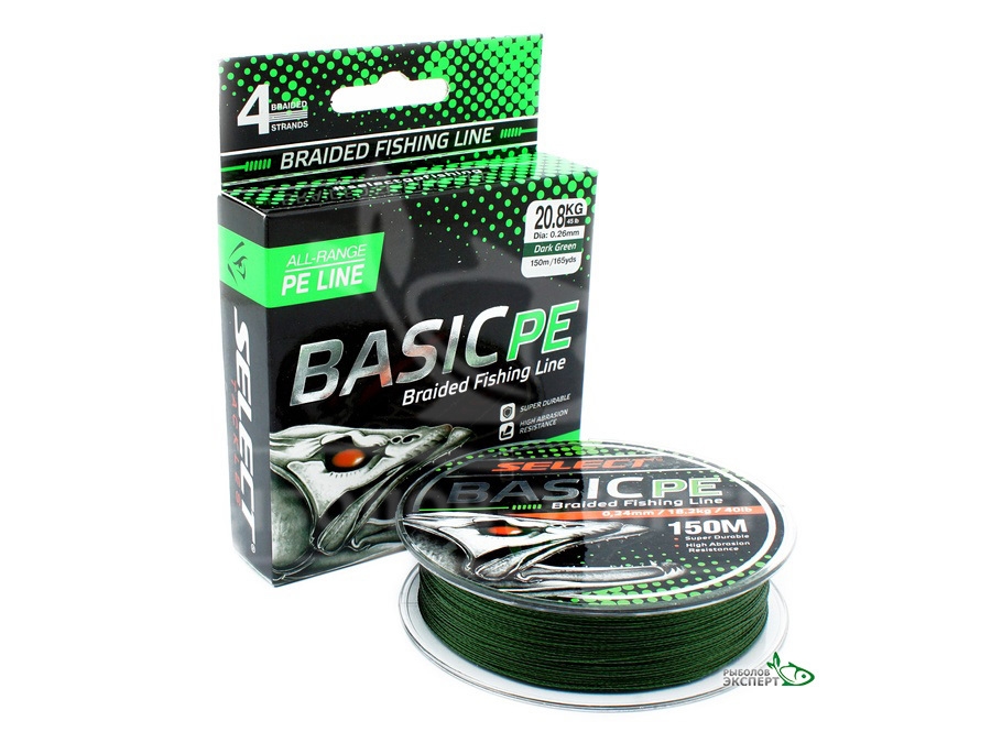 Шнур Select Basic PE 150м Dark Green 0,18мм 22lb/9,9кг